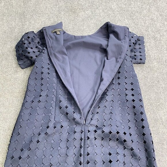 Banana Republic Dress Womens 8P Navy Shift Circle Lace Overlay Preppy Pockets - Picture 4 of 16